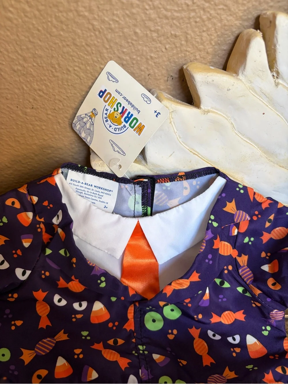 Build a Bear Halloween Orange Tie Out Fit CUTE! NWT